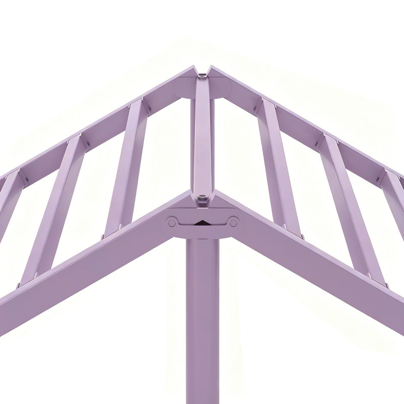 Ensemble de 2 cadres de lit à baldaquin en métal avec tête de lit et rangement, base de lit pour enfant moderne, Purple