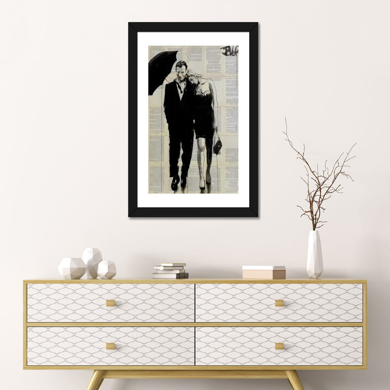 Impression d’art graphique, "each other" par Loui, Blanc, H 24 po x l 16 po x P 1 po, Papier encadré noir
