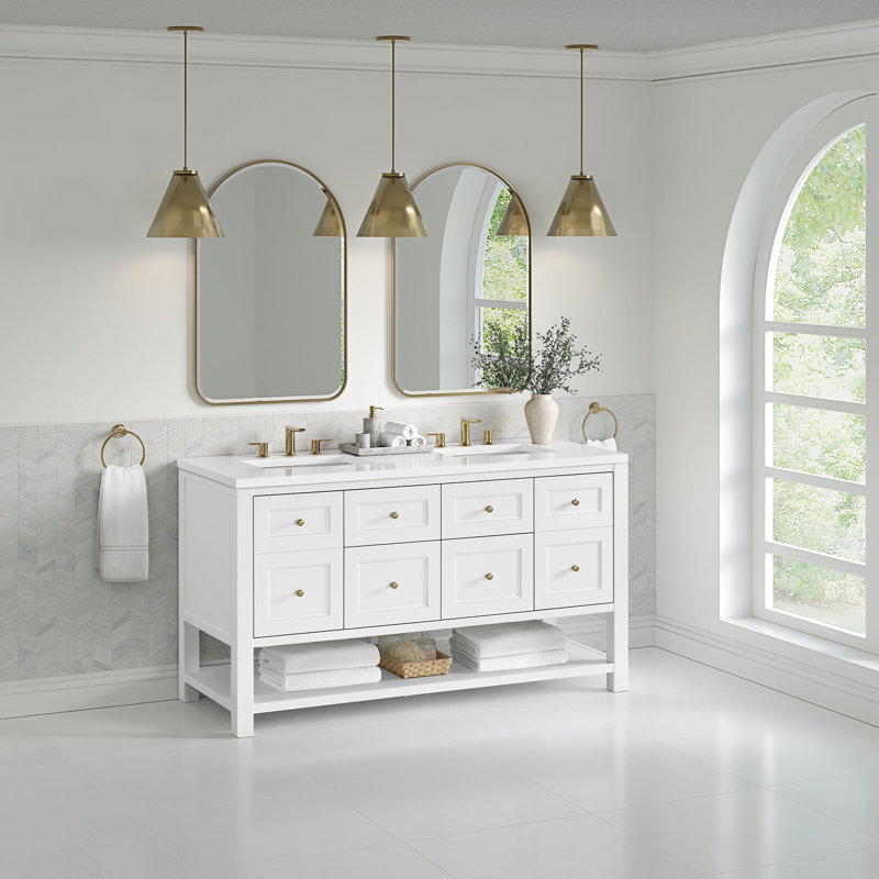 Breckenridge 59.88'' W Double Bathroom Vanity Base, Bright White