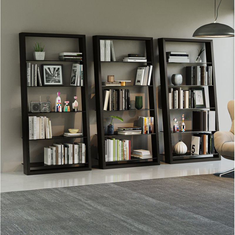 Bibliothèque échelle Eileen Blanc, Bois de frêne teint gris anthracite