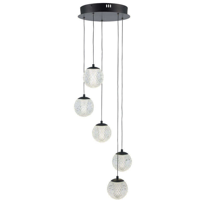 Luminaire suspendu cascade 5 lumières DEL Laziah