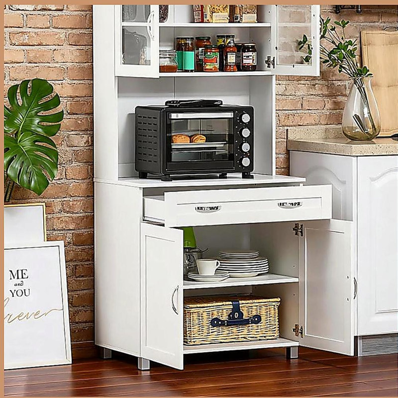 Armoire de rangement autoportante Kitchen Pantry, Blanc