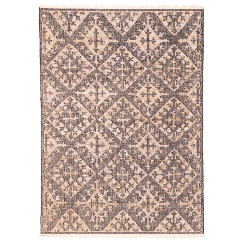 Palim Denizli gris, brun clair Kilim 5 pi 6 po x 7 pi 8 po