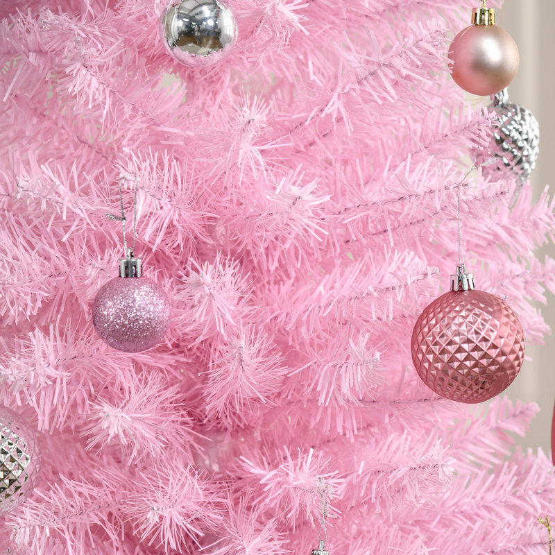 Sapin de Noël artificiel non éclairé 7 pi avec branches réalistes et 499 pointes, rose, 7', Rose