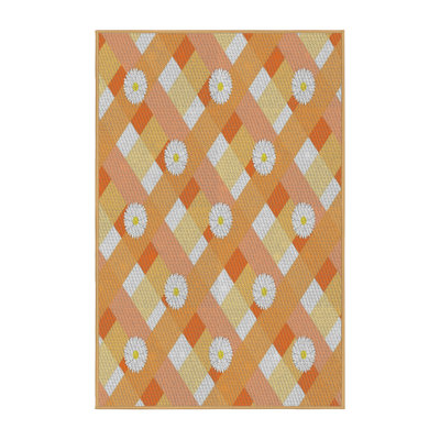 Tapis orange/jaune métier tissée à la machine