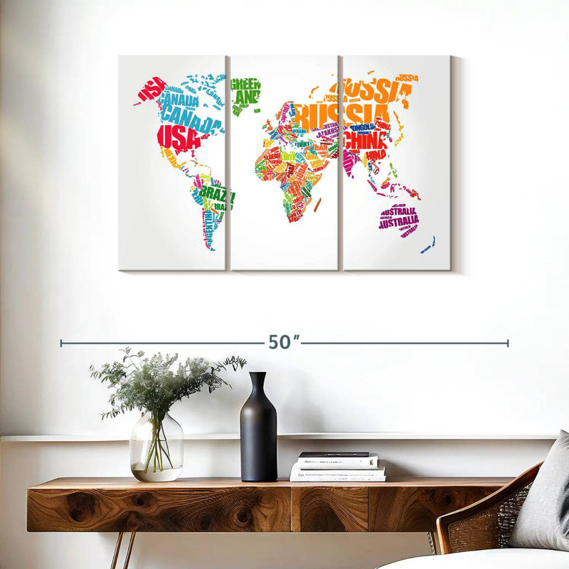 Aliaz Countries World Map, 24" H x 38" W