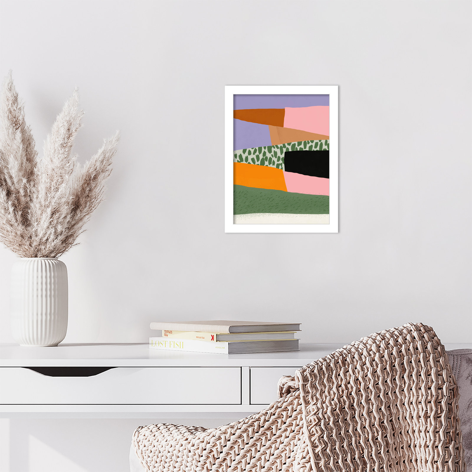Abstract Minimalism Collage 02 Print, White, 13" H x 10" W