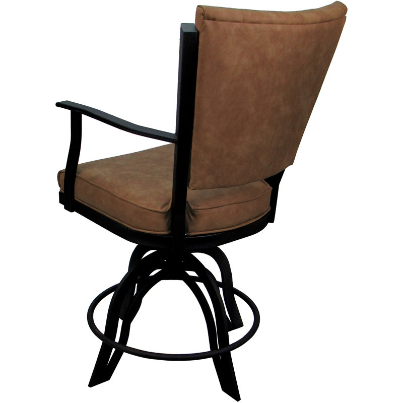 Tabouret de bar pivotant en métal Cocuzzo - Vinyle brun pacane, Vinyle brun / noir, Bar Stool (30" Seat Height)
