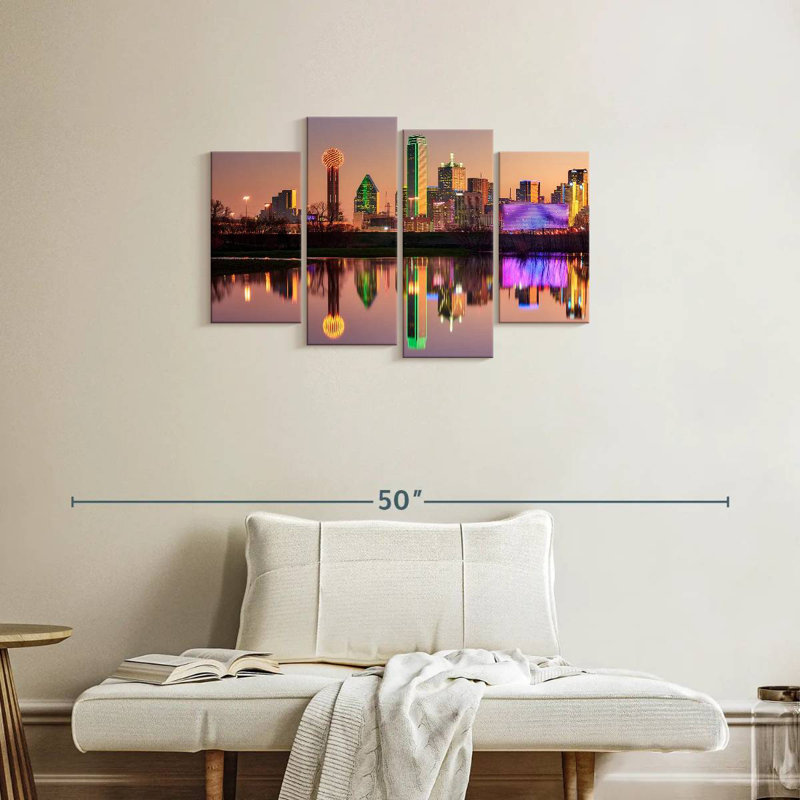 Skyline de nuit Sirci Dallas, H 22 po x l 36 po