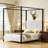 Queen Size Upholstery Canopy Platform Bed with Headboard and Metal Frame, White-681049978-682442083