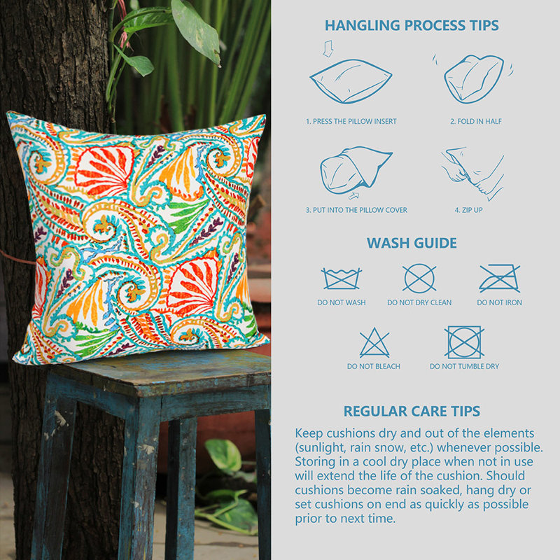 Paisley White Outdoor Cushion Covers Set of 4