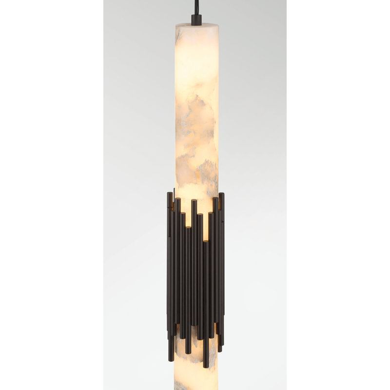 Luminaire suspendu, 29 po, bronze urbain, albâtre, Bronze urbain