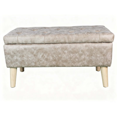 32" Wide Storage Ottoman Bench with Built-in Tray, Square Storage Ottoman for Extra Storage, Upholstered Footrest and End of Bed Bench, for Living Roo