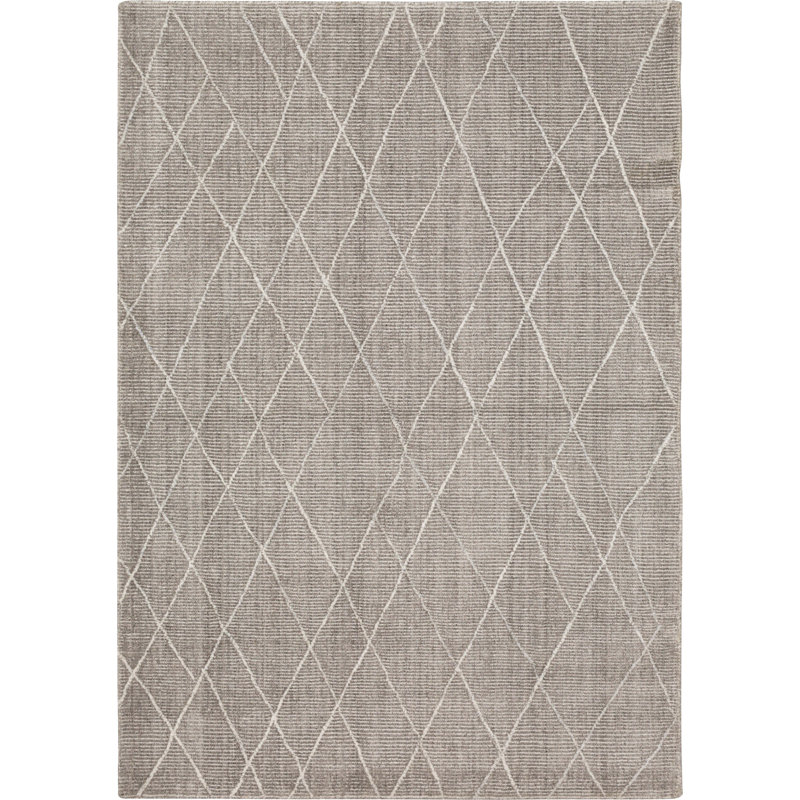 Tapis géométrique gris tissé à la main, Rectangle 5 pi x 8 pi