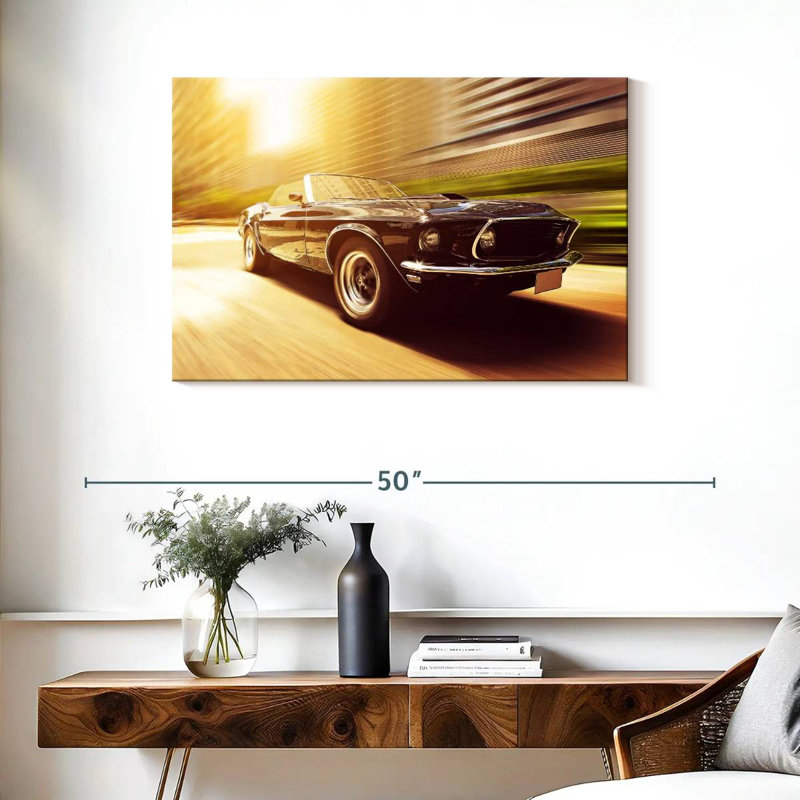 Mehar Speeding Vintage Car, 24" H x 36" W