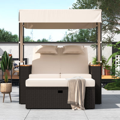 Quynhnhu 57 " W Straight Patio Daybed with Cushions