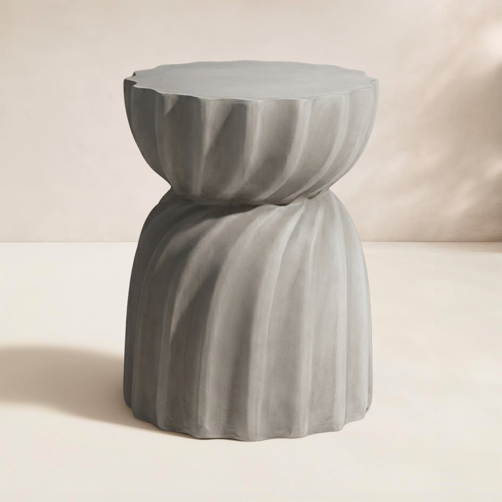 14.2'' Stone Outdoor Side Table, Gray, 1