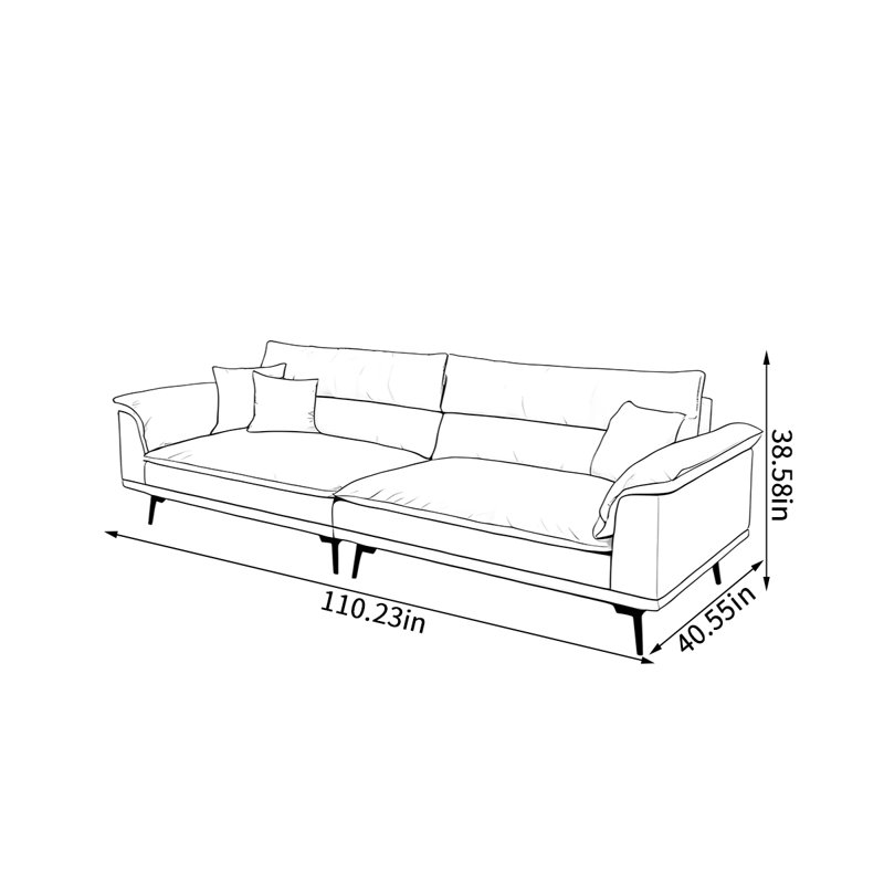 Canapé décontracté en tissu moderne, H 38,58 po x l 110,23 po x P 40,55 po, 4