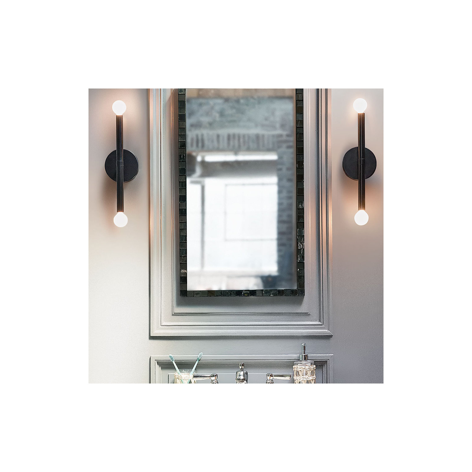 Jamir 2-Light Steel Dimmable Wallchiere , Black