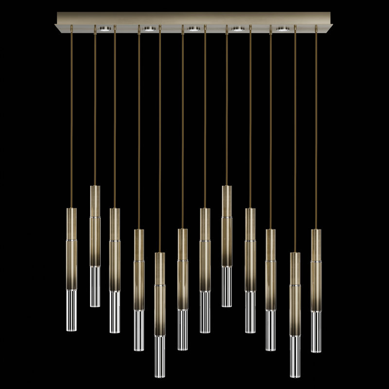 Luminaire suspendu l 61 po Antonia, Bronze ombré doux / nickel