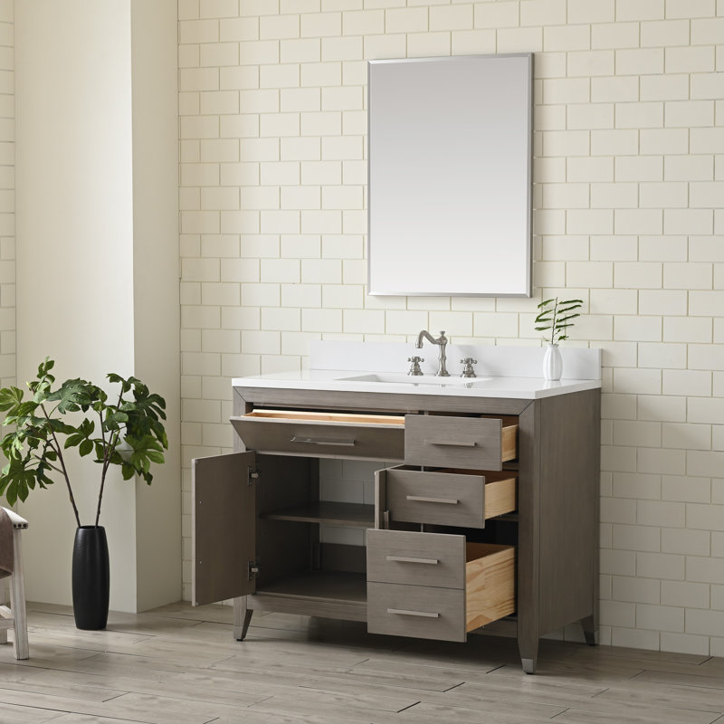 Meuble-lavabo sur pied simple 42,31 po Maddison, Chêne brossé héritage