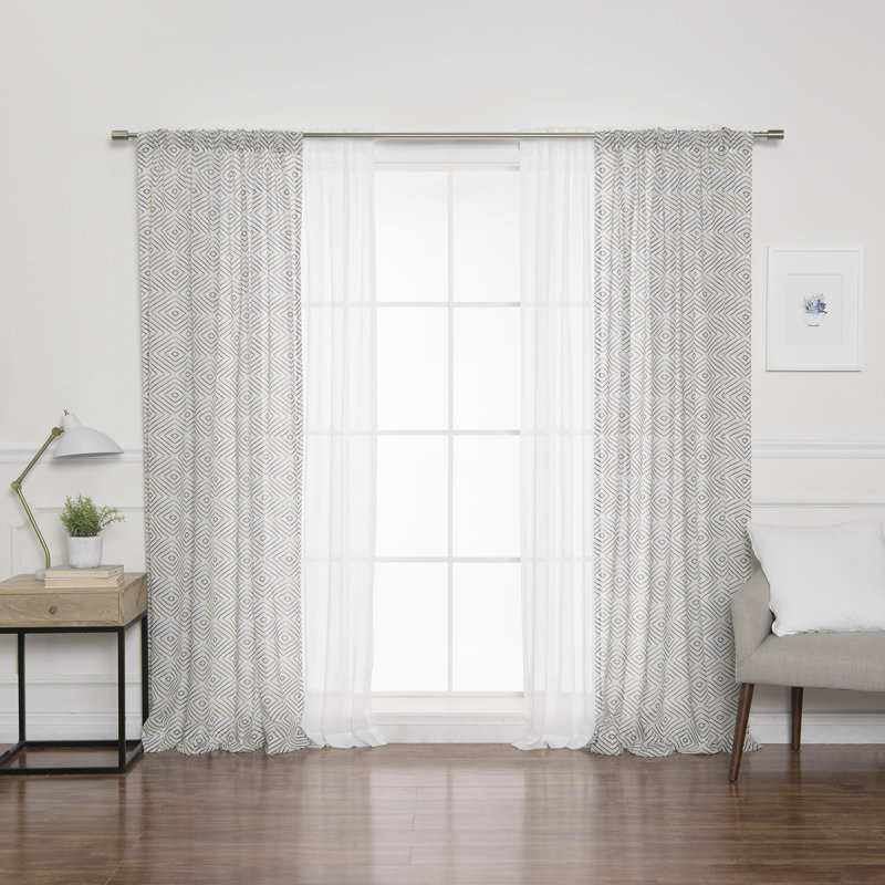 Panneaux de rideaux semi-transparents avec passe-tringle, Noir