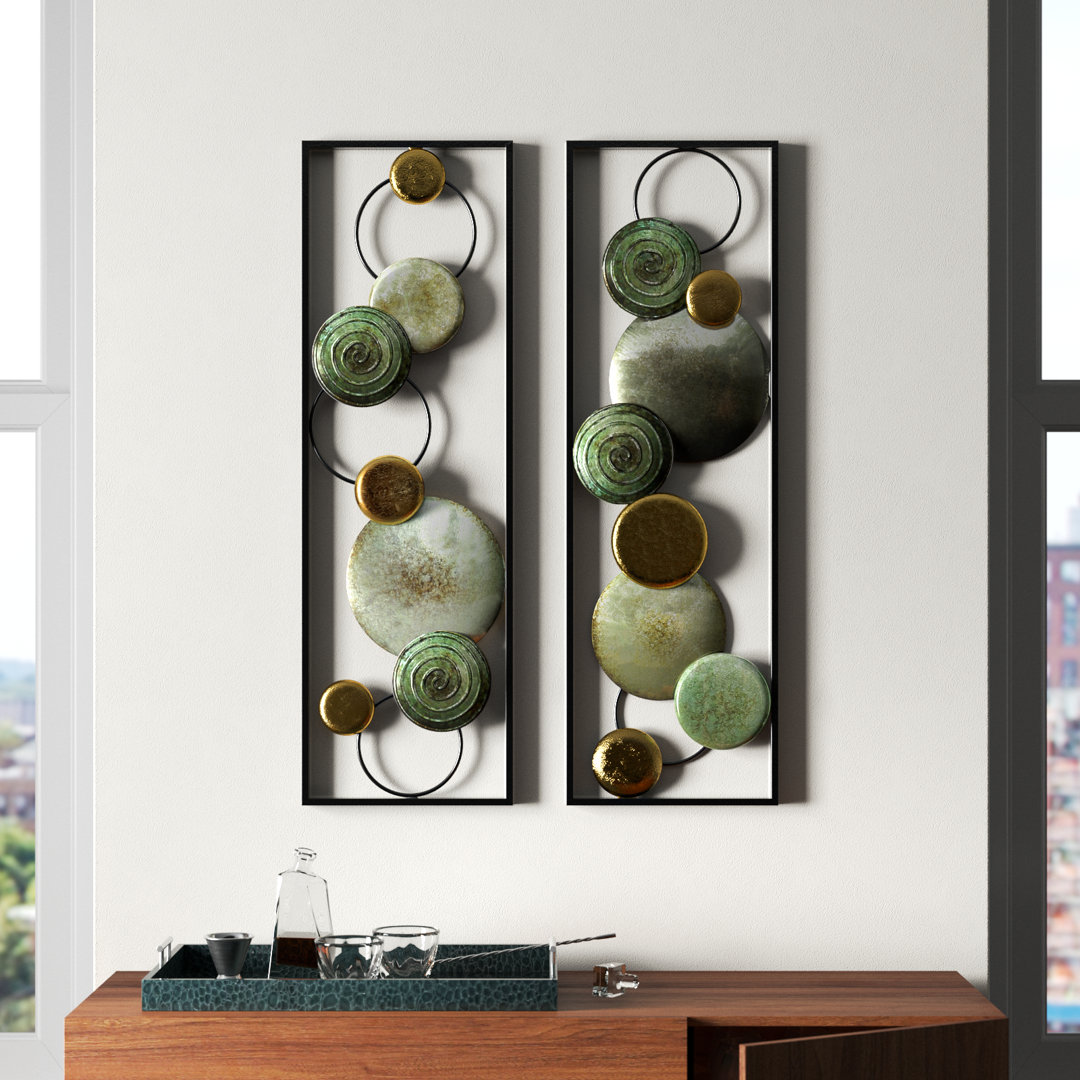 Caiene Handmade Modern Abstract Wall Decor on Metal Wade Logan® Color: Green/Gold