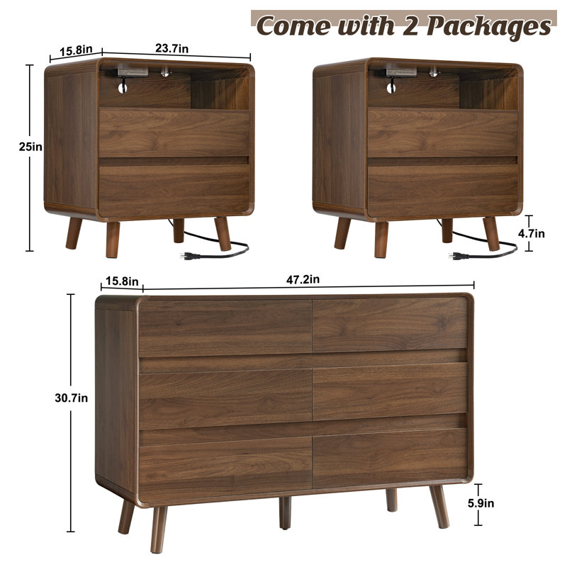 Ensemble de 2 tables de chevet Modern