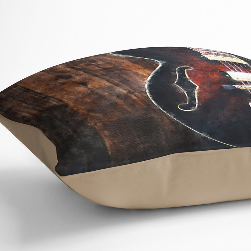 Wooden Electric Guitar Cushion with Filling, Stone, 55cm H x 55cm W x 20cm D