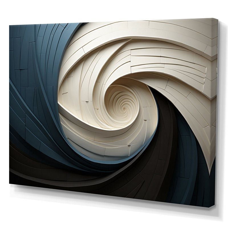 «Geometric Spiral I - Abstract Spirals», art mural encadré, H 16 po x l 32 po x P 1 po, Toile tendue