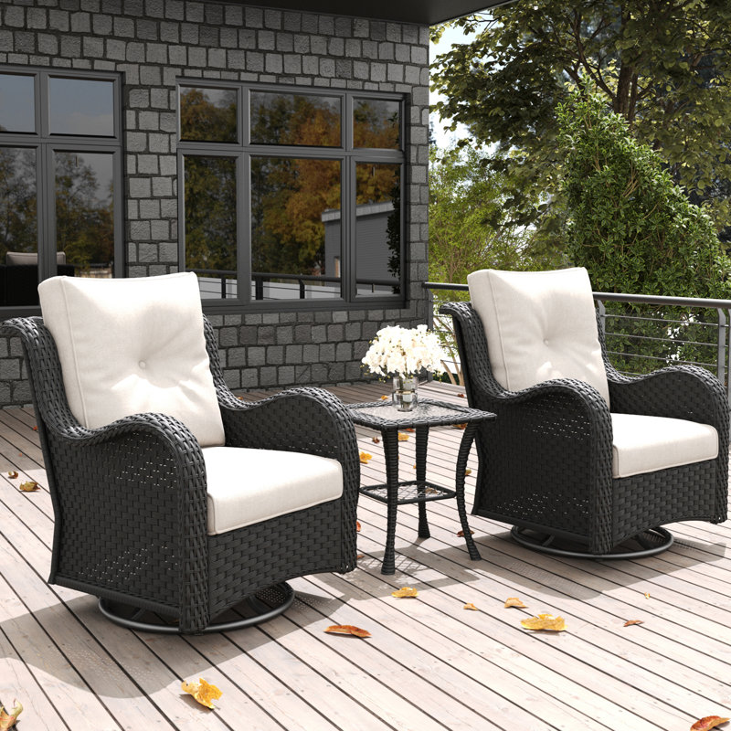 Ensemble de chaises de patio 3 pièces LayinSun, Noir, Beige