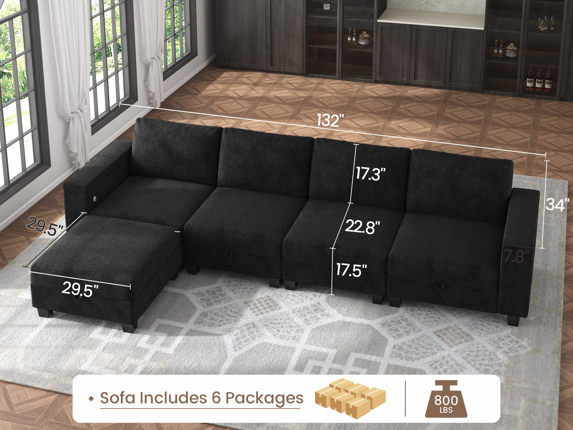 Latitude Run® 132'' Modular Sectional With Ottoman - Wayfair Canada