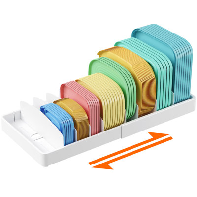 Organisateur de couvercle pour armoire réglable, très grand séparateur de couvercle de rangement pour aliments de 13 à 24 po avec 8 inserts et 21 compartiments, support de couvercle en plastique à l'intérieur de l'armoire dans l'organisation de la c
