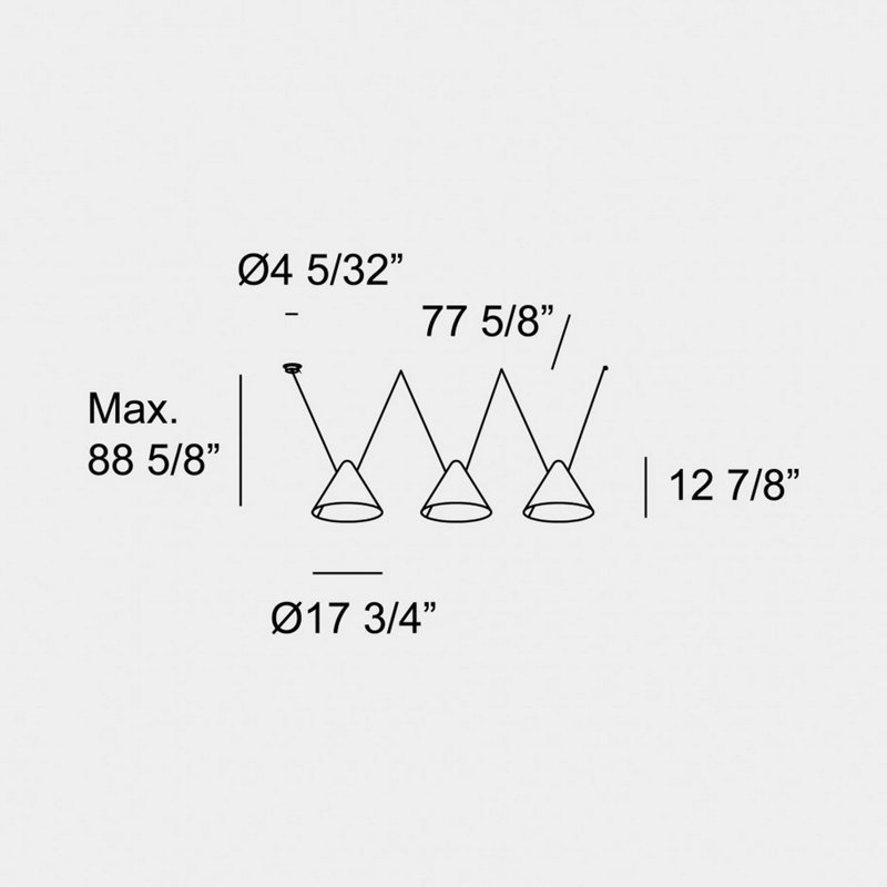 Luminaire suspendu Super Attic 3, H 88,63 po x l 118,13 po x P 17,75 po