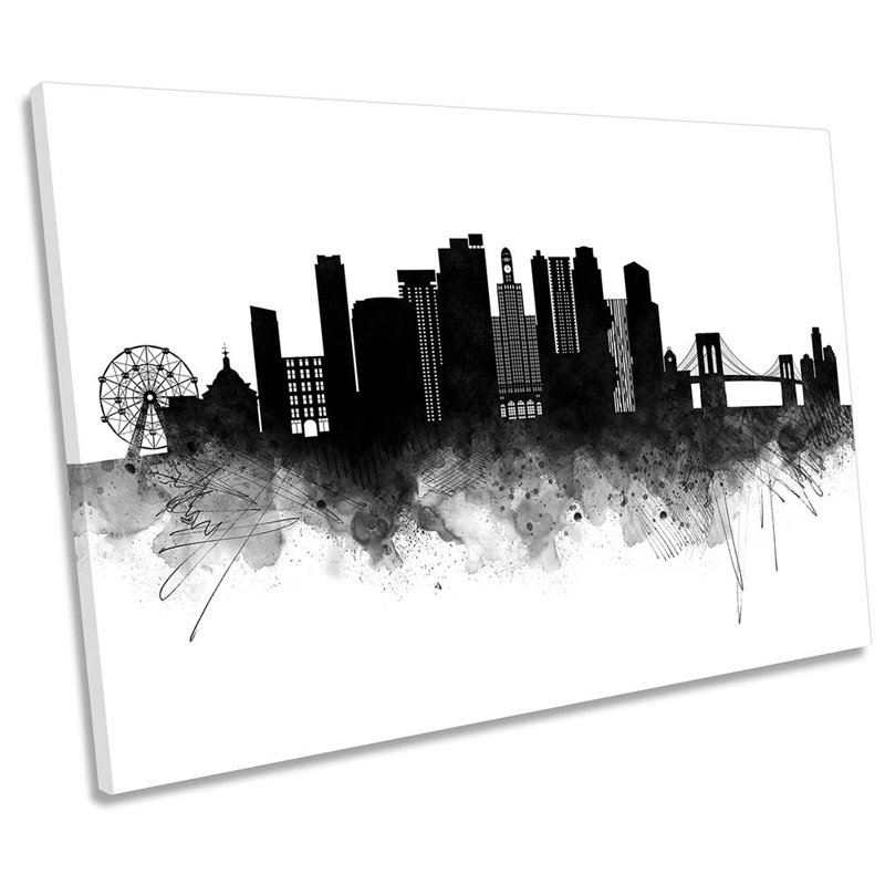 Brooklyn New York Abstract City Skyline - Wrapped Canvas Print, 50.8cm H x 76.2cm W x 2cm D