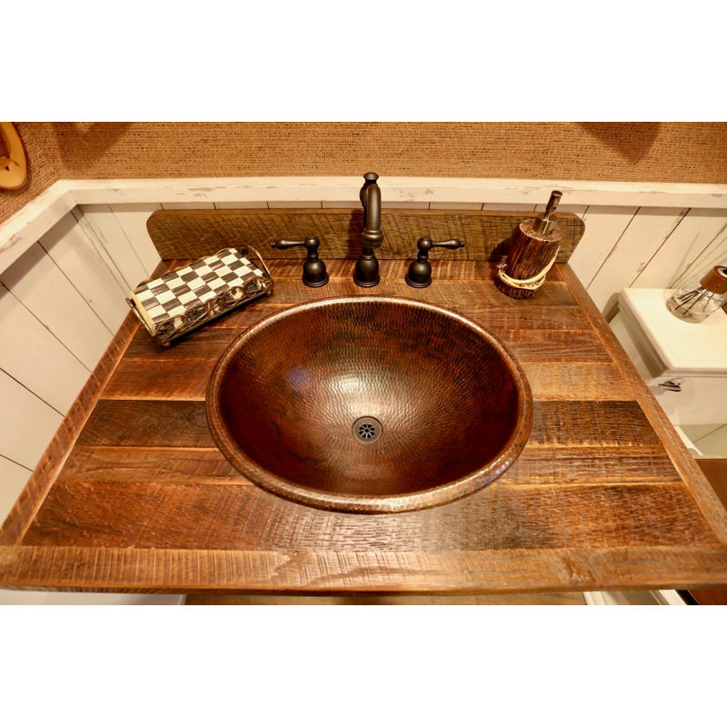 22" Hammered Copper Oval Bathroom Sink