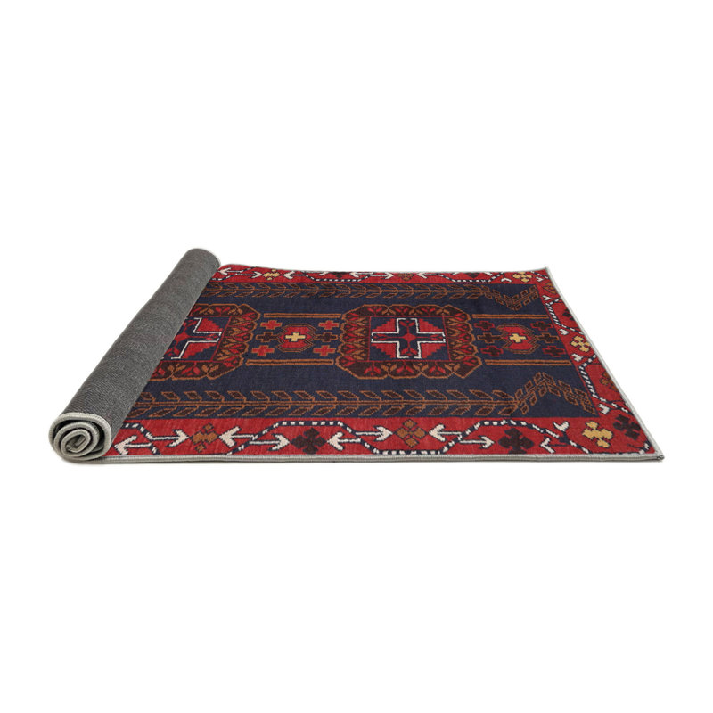 Tapis traditionnel mehroon/noir/crème, Rond 4 pi