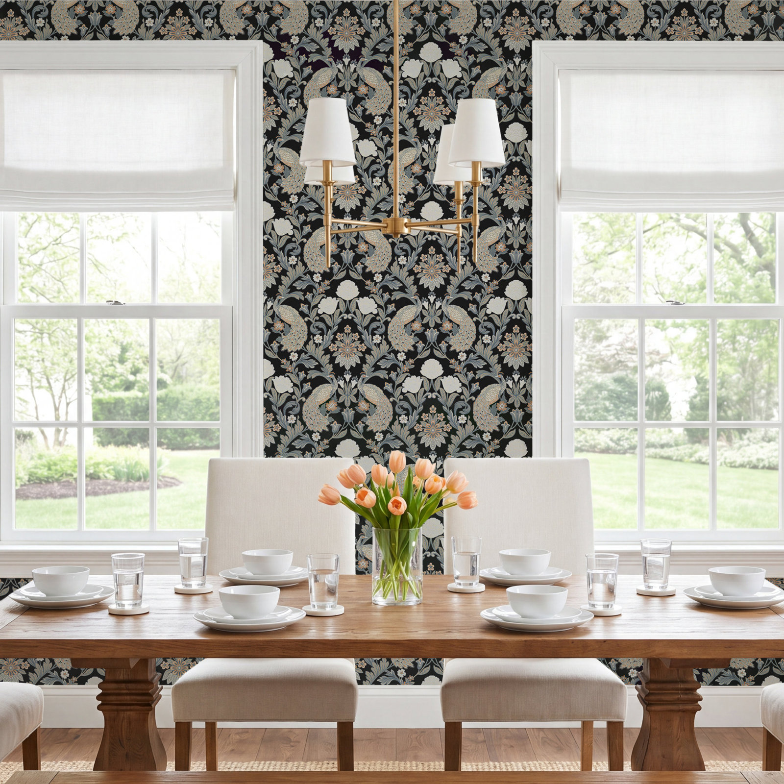 Harmony Floral Wallpaper, Black