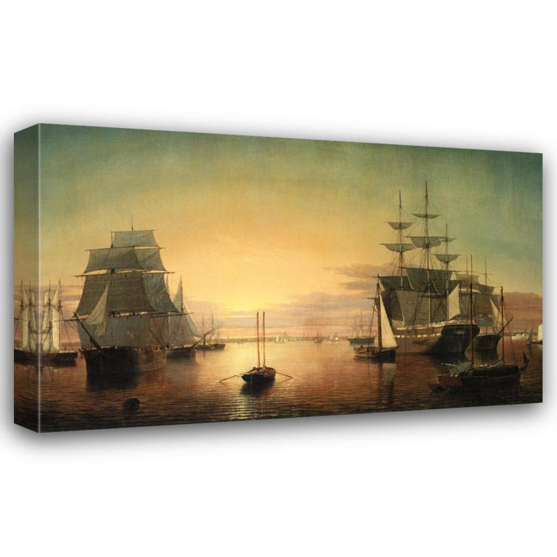 Port de Boston, vers 1850-55, H 15 po x l 24 po