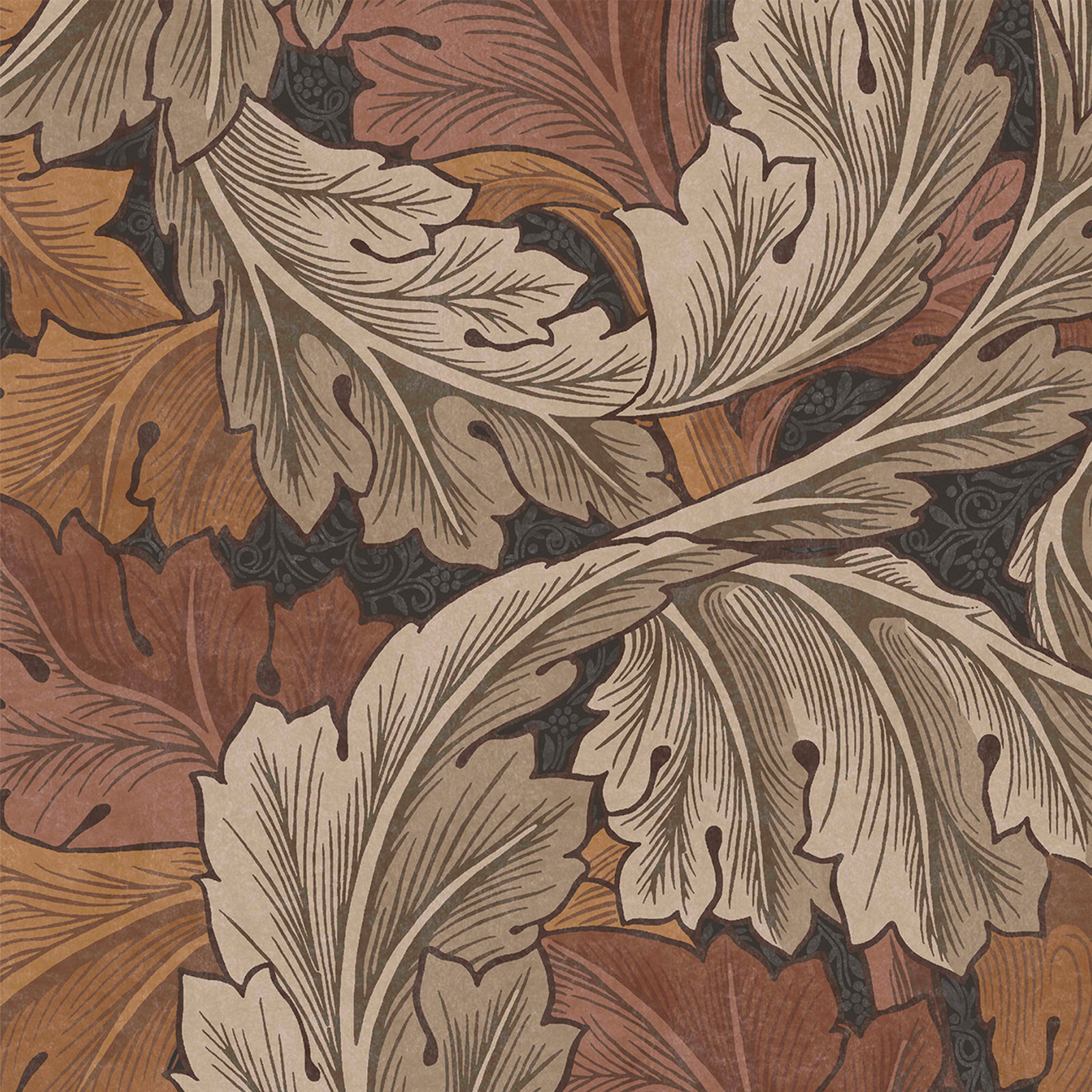Floral Wallpaper, Burnt Orange