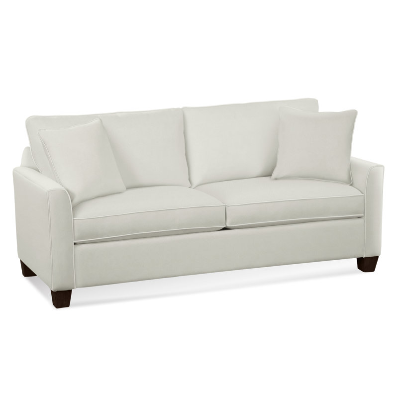 Grand lit Charleston, Java, Sunbrella beige à fines rayures; 6205-74, Gel Memory Foam Mattress