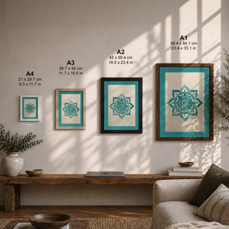 Mandala Geometric - Framed Print, Unframed, A3 - 42.0 x 29.7 cm