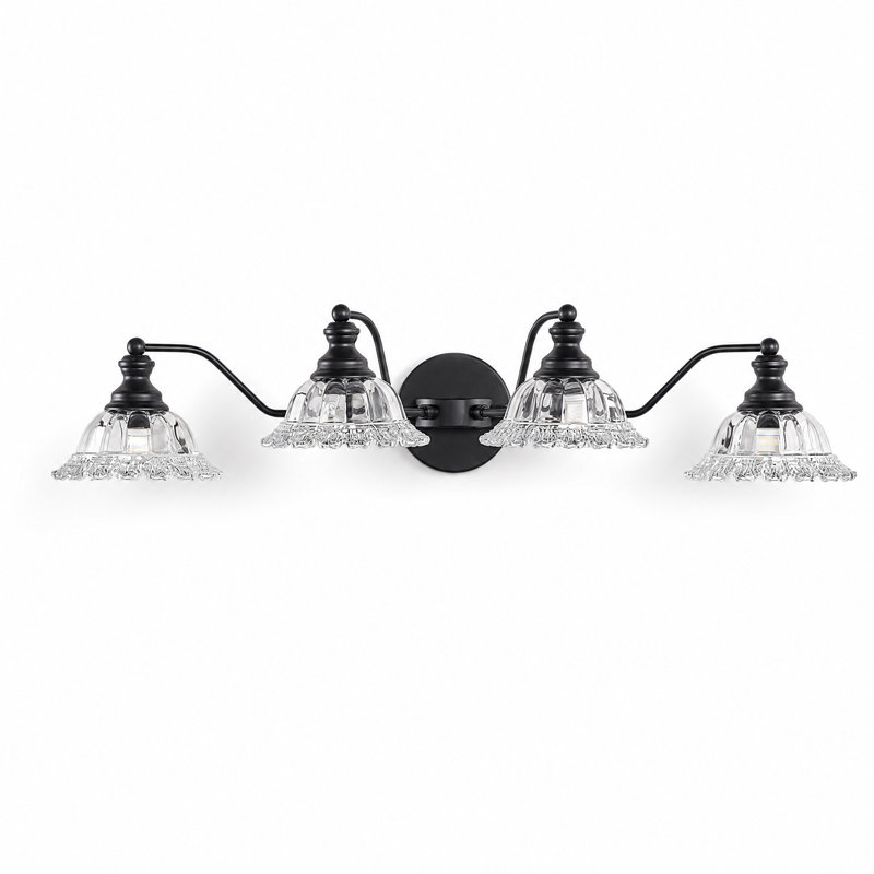 Éclairage de meuble-lavabo rétro, Noir mat, Ivoire ivoire, Quatre lumières