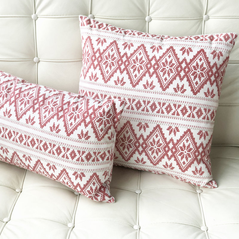 Malmo Geometric Cotton Throw Pillow, Red