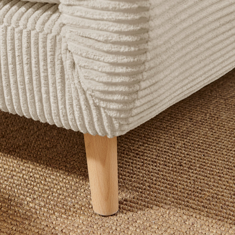 Berlyn 2 Seater Futon Sofa Bed - Luxury Simple Modern Folding Design, Cream Corduroy