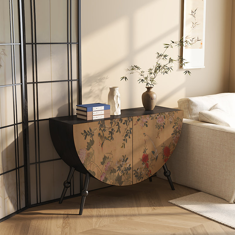 Armoire de rangement rétro en demi-cercle, Noir