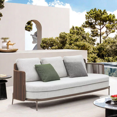 Canapé d'extérieur en osier 89,76 po avec coussins Sunbrella®
