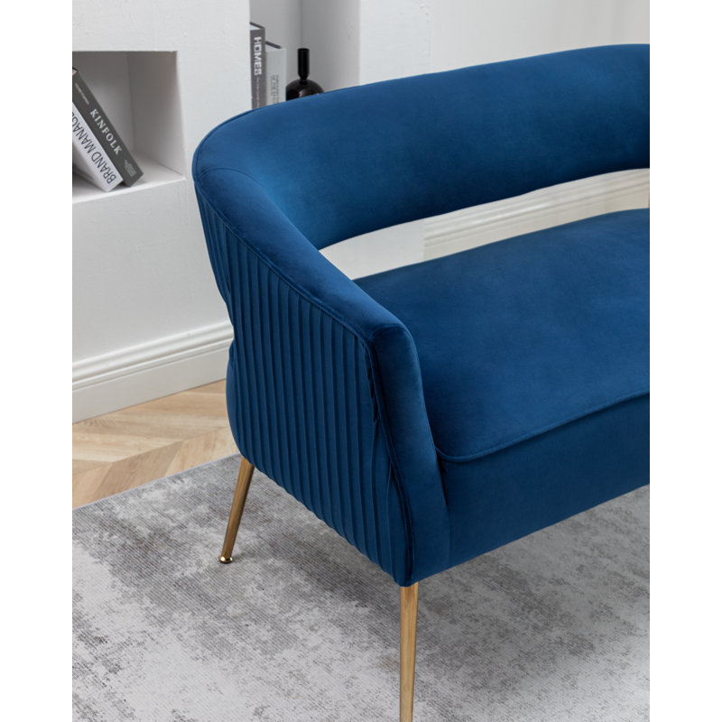 Chynna 51.2'' Velvet Flared Arm Loveseat, Blue Velvet