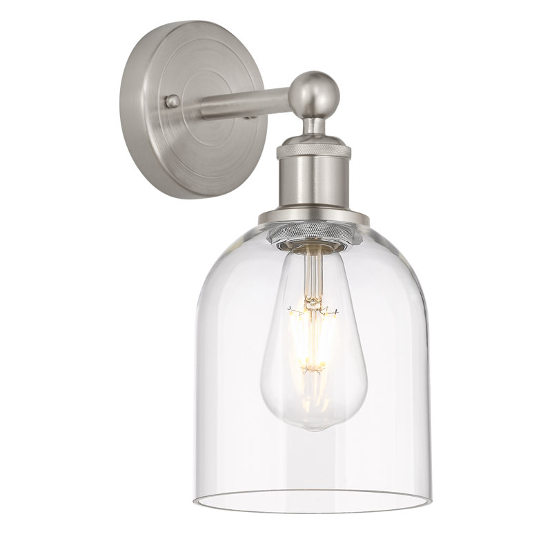 Applique murale 1 lumière 6 "Edison Allysson, Nickel satiné, Transparent