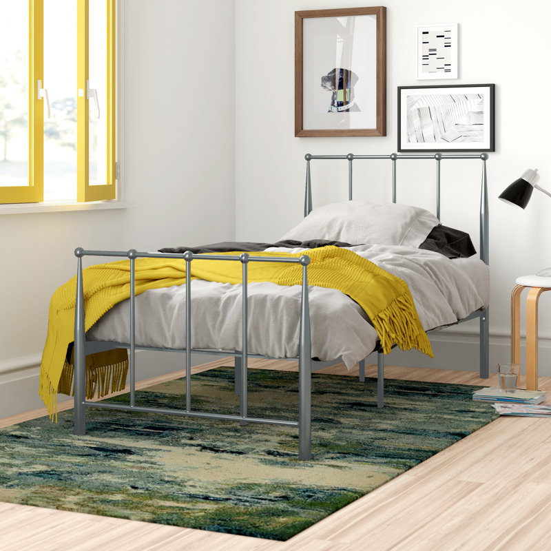 Slaton Solid Wood Bed, Single (3'), Silver